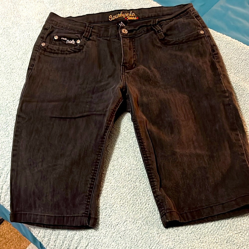Southpole Jeans Black Bermuda Jean Shorts, Gently Used